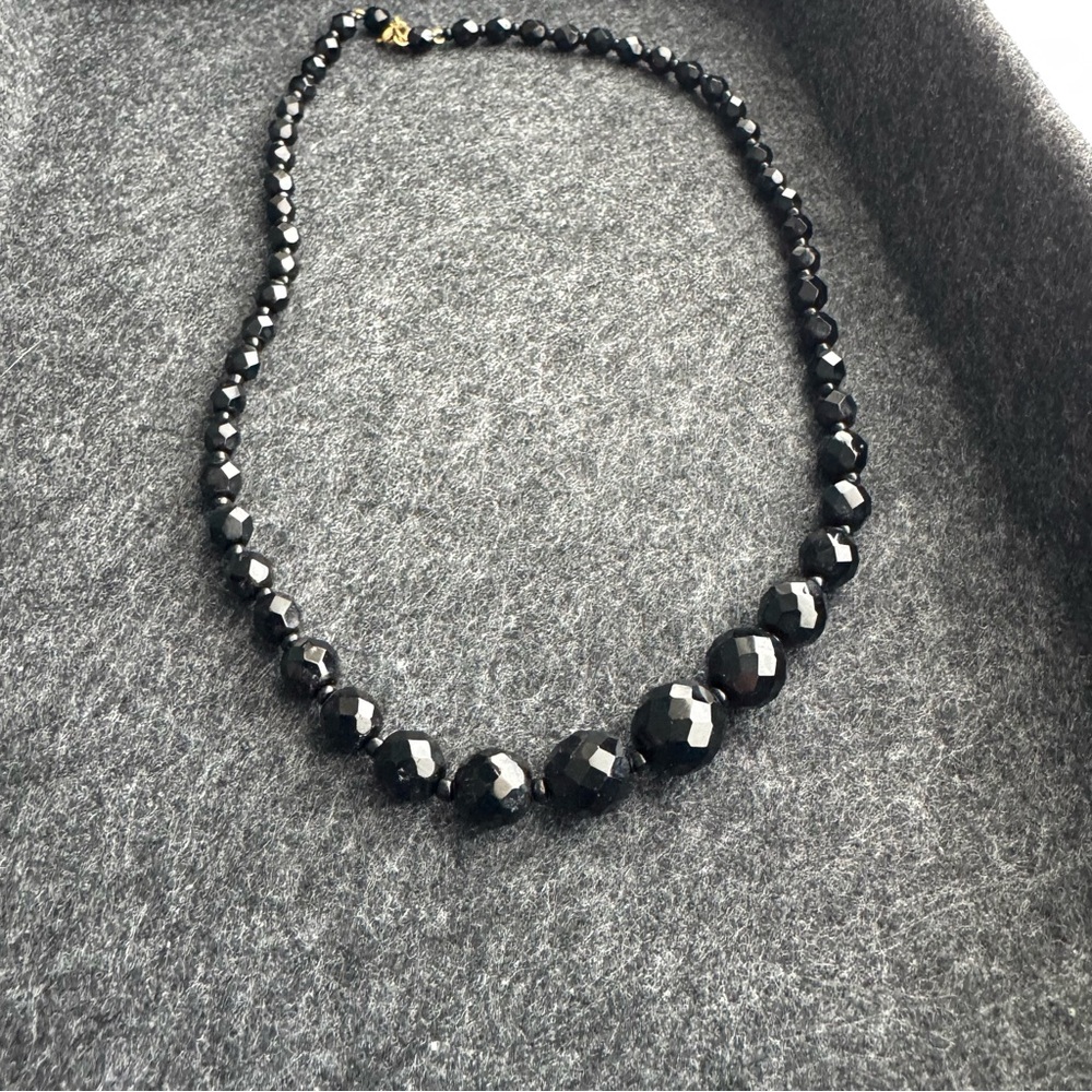 Black Beaded Necklace with Elegant Design